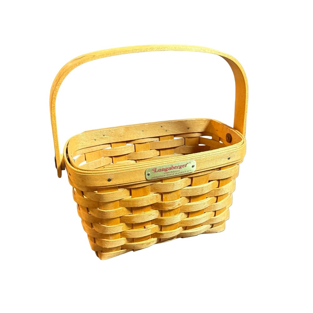 Longaberger Dresden Tour Basket II 1998 Cottagecore Small Brown Handwoven Decor